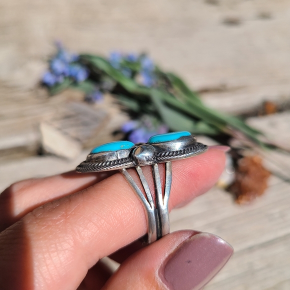 Turquoise and sterling silver ring - Picture 5 of 6